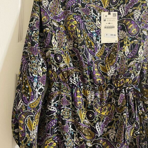 Zara paisley printed shoulder pad dress - Picture 4 of 8